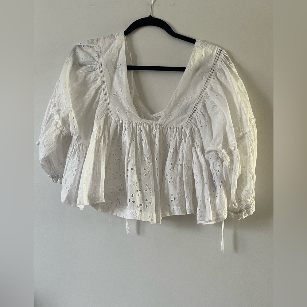 French Connection Cropped Peplum Blouse